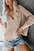 Zipper V-Neck Dropped Sleeve Hooded Solid Sweater